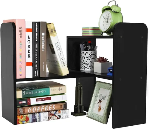 Vista 16 de PAG Organizador de Escritorio Estante de Escritorio Estantería Ajustable de Encimera Estantes de Mesa Pequeños Organizador de Libros Organización