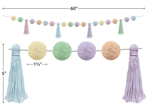 Vista 6 de Recursos Creados por Profesores Guirnalda de Pompones y Borlas Pastel Pom-Poms y Borlas (TCR9207)