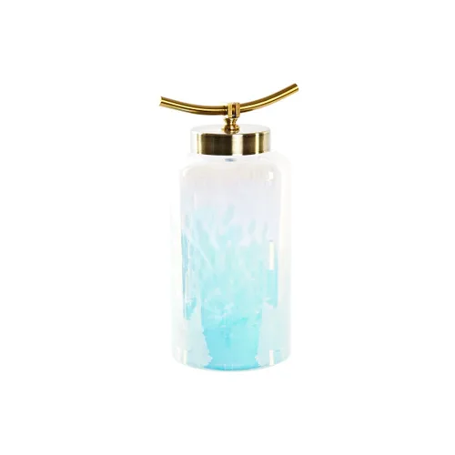 Vista 2 de Jarrón DKD Home Decor Azul Dorado Metal Cristal Mediterráneo 19 x 15 x 33 cm