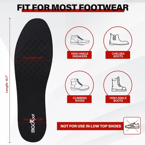 Vista 4 de ERGOfoot Plantillas para aumentar la altura para hombres y mujeres, alzas de zapatos invisibles ajustables y potenciadores de altura, se ajustan a