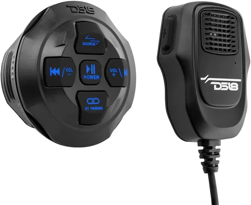 Vista 6 de DS18 BTRCRMIC Controlador de audio Bluetooth inalámbrico, receptor marino impermeable, control remoto con USB Bluetooth RCA, micrófono estilo radio