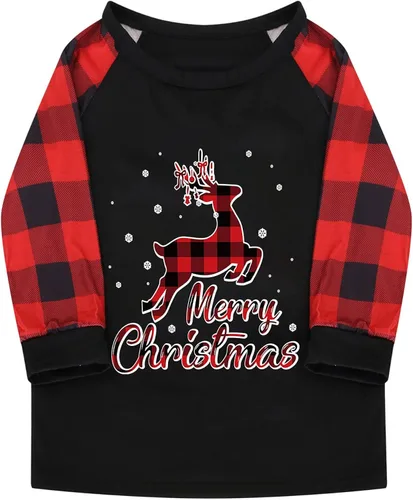Vista 3 de Pijamas de Navidad para la familia, conjunto a juego de camisetas de manga larga y pantalones, camisones navideños con Feliz Navidad