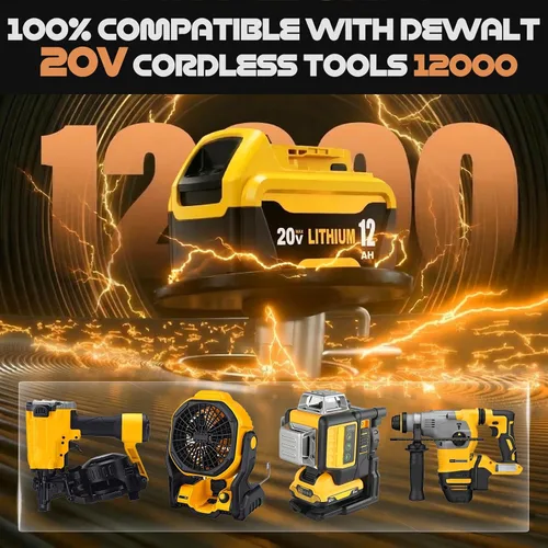 Vista 6 de Paquete de 2 baterías de repuesto de 12000 mAh para batería Dewalt 20V