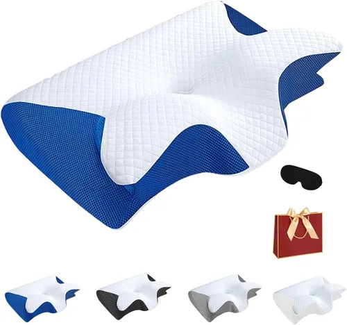 Vista 16 de Almohada de alivio de alta calidad, almohada ergonómica 2 en 1 con funda, almohadas ergonómicas de espuma viscoelástica para alivio del cuello
