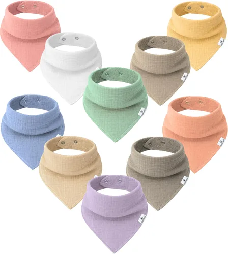 Vista 24 de Diaper Squad 10-Pack Organic Cotton Baby Bibs for Baby Boy, Girl Pastel