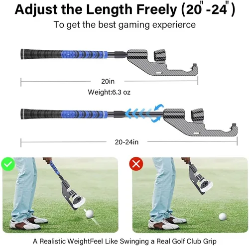 Vista 4 de KPNEOL VR Golf Club for Oculus Quest 2, with Real Golf Grip, VR Golf Club Handle Extension Accessory Enhance Immersive VR Game Experience, Blue