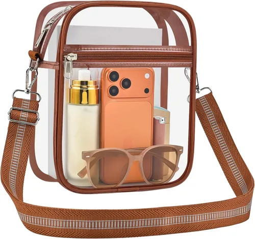 Vista 19 de Bolsa transparente para eventos de estadio, bolso cruzado transparente para hombres y mujeres, bolsa de mensajero para conciertos, festivales
