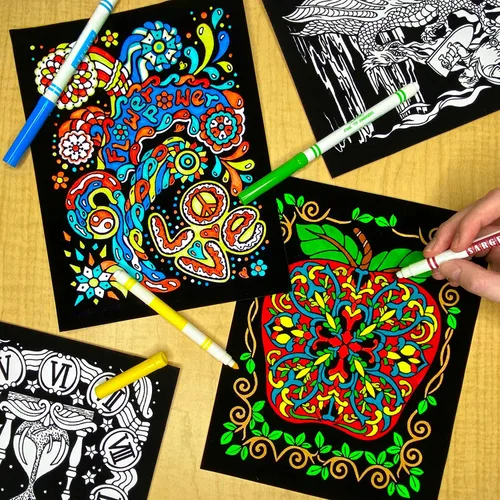 Vista 3 de Paquete de 18 pósteres de terciopelo mullido para colorear (edición creativa), ideal para tiempo familiar, artes y manualidades, viajes, aulas