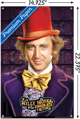 Vista 3 de Trends International Willy Wonka And The Chocolate Factory - Póster de pared de Willy Wonka, 14.72 x 22.37 pulgadas, paquete de póster premium