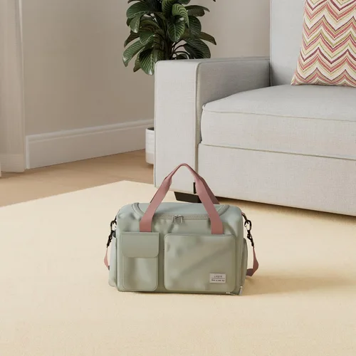 Vista 177 de Pequeña bolsa de gimnasio para mujer, bolsa de viaje con compartimento para zapatos