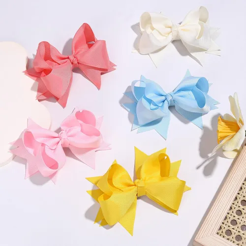 Vista 6 de 20 unidades de Oaoleer, pinzas de cocodrilo con lazos de grogrén en capas de 11.4 cm, accesorios para el cabello para bebés, niñas pequeñas, niños