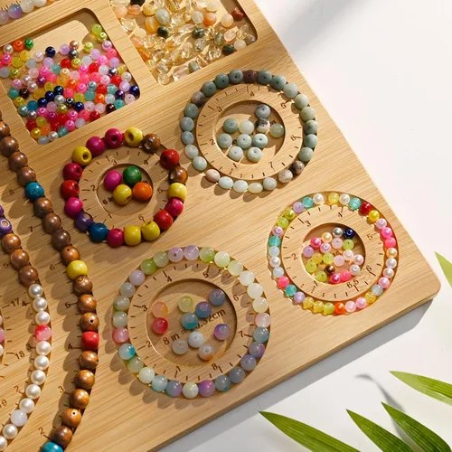 Vista 6 de NOAVAOL Tableros de cuentas para hacer joyas, tablero de cuentas de bambú combinado para hacer pulseras de joyería, bandejas de cuentas y tapetes