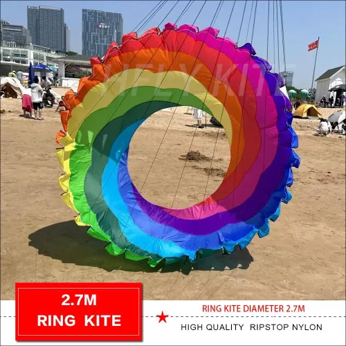 Vista 3 de HFLY - Cometa inflable suave de 8.9 ft para adultos, anillo de nailon, línea de cometa, colgante de lavandería
