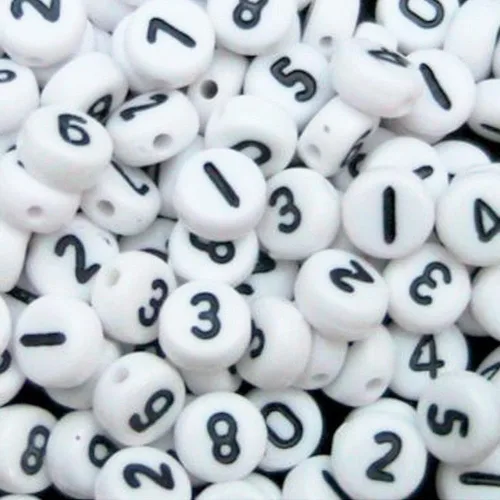 Vista 2 de 6mm Round Numbers Acrylic Beads 0-9 White DIY Handmade Beads Jewelry Accessories 75g
