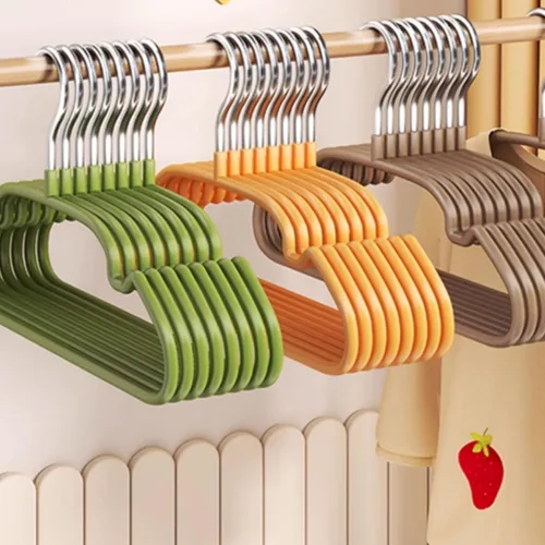 Vista 3 de Resin Clothes Hangers Home Dormitory Coat Hangers Multipurpose Clothes Hangers Space Saving Clothes with Grooves,Orange-10 Pack Naranja