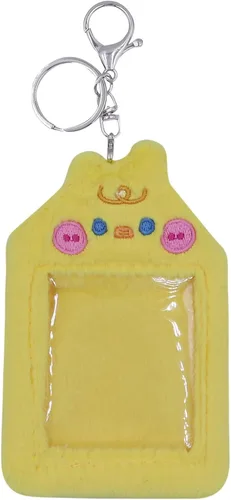 Vista 13 de JUMISEE Lindo soporte de tarjeta de fotos Kpop de felpa con llavero, funda de foto de oso de dibujos animados, protector de tarjeta de crédito