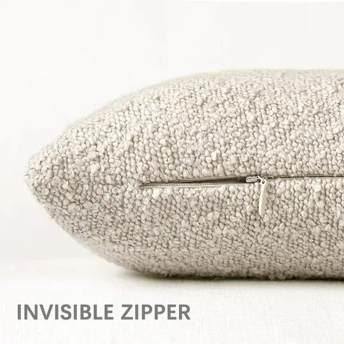 Vista 2 de Fundas de cojín decorativas de bouclé para sofá, juego de 2, 16 x 16 pulgadas, beige
