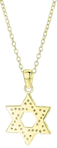 Vista 2 de Bling Jewelry Cubic Zirconia CZ Accent Traditional Religious Magen Judaic Hanukkah Intertwined Star Of David Pendant Necklace For Women Teen Bat