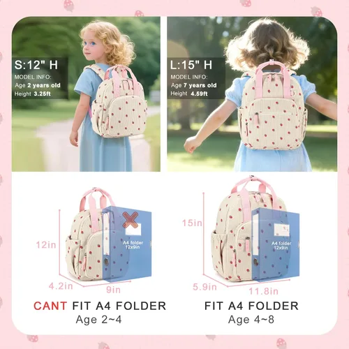 Vista 3 de Bluboon Mochila infantil para niñas y niños de 2 a 4 años, lindas mochilas de 12 pulgadas para preescolar, mochilas para guardería, escuela, viajes