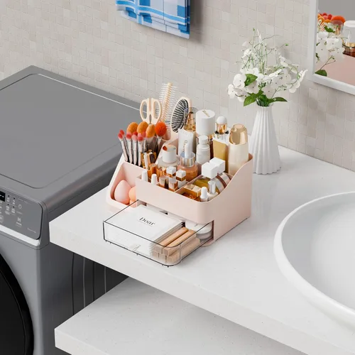 Vista 5 de Yieach Organizador de maquillaje de encimera para tocador, baño, tocador, organizador grande de almacenamiento de maquillaje y organizador