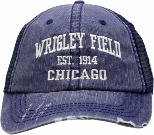 Vista 2 de Wrigley Field Chicago Unstructured Gorra Trucker de color blanco wChicago bandera 6990
