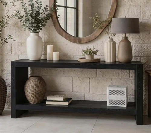 Vista 15 de SSLine Mesa consola de madera de 65 pulgadas, mesas estrechas y largas para sofá detrás del sofá, mesa de entrada para sala de estar, pasillo