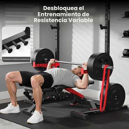 Vista 7 de FLYBIRD SR1 Squat Rack, Adjustable Power Rack for 6FT/7FT Barbells Negro&rojo