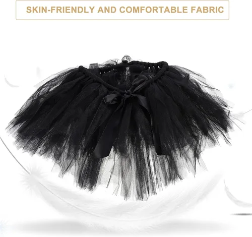 Vista 3 de NUOBESTY Diadema con orejas de gato para Halloween, disfraces de cosplay para niña, falda de gatito, diadema con lazo para fiesta (negro) talla M