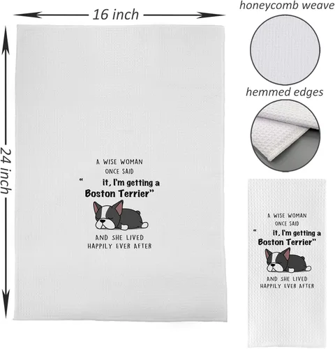 Vista 4 de DOTAIN Regalos de Boston Terrier - Toalla de cocina divertida para perros - Amantes de Boston Terrier