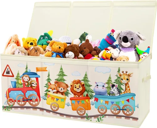 Vista 8 de Cofre de Juguetes Grande Organizador con Tapa Abatible para Niños, Caja de Almacenamiento de Juguetes Oxford Plegable con Asas para Niños y Niñas