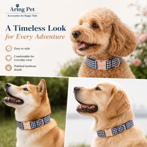 Vista 56 de Aring Pet Collar de algodón, ligero y ajustable, con hebilla de liberación rápida, para perros pequeños, medianos y grandes, para cachorros, S, Hoja