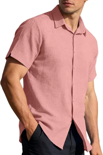 Vista 8 de RTRDE Men's Button Down Shirts Short Sleeve Lightweight Summer Casual Dress Shirts, M-3XL