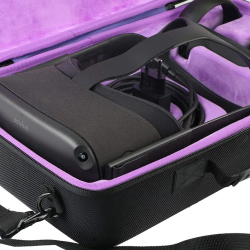 Vista 5 de khanka Hard Travel Carrying Case Replacement for Meta Oculus Quest 2 Virtual Reality VR Gaming & Accessories (inside Purple)