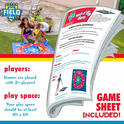 Vista 7 de Franklin Sports Toss N Flip Darts - Juego para interiores y exteriores para niños, juego de lanzamiento de patio con dardos inflables rojos + azules