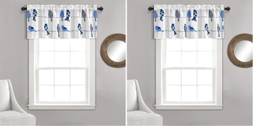 Vista 7 de Lush Decor Rowley Birds - Cortina (panel individual), 52 pulgadas de ancho x 18 pulgadas de largo, azul marino