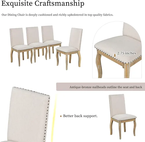 Vista 5 de Harper & Bright Designs Juego de mesa de comedor redonda extensible de 5 piezas y sillas tapizadas con estante para comedor familiar