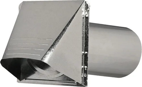 Vista 2 de Deflecto Ventilación para secadora, campana de ventilación galvanizada de boca ancha con tubo, plata, 4 pulgadas (GVH4NR), GRIS