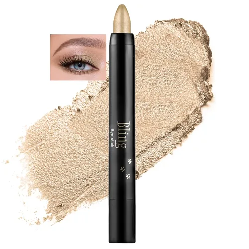 Vista 21 de Boobeen Sombra de ojos en barra impermeable con lápiz de sombra de ojos en crema brillante, kit de maquillaje de ojos con purpurina fácil de usar