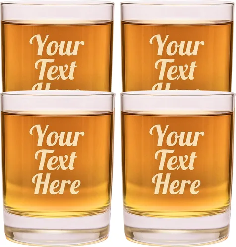 Vista 14 de Juego de vasos de whisky grabados con diseño personalizado Vidrio para una sola ocasión para cumpleaños, Día del Padre o hitos