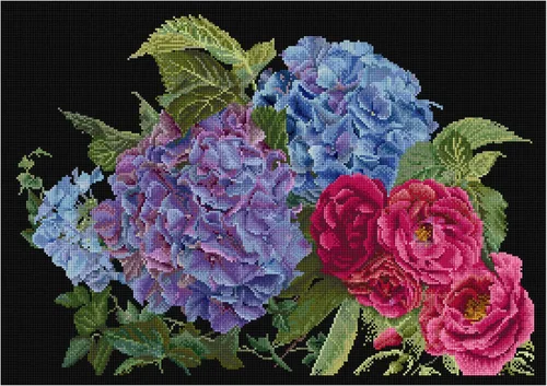 Vista 9 de Thea Gouverneur - Kit de punto de cruz contado, hortensia azul, Aida, 16 unidades, kits de bordado para adultos, manualidades, hilos de bordado DMC