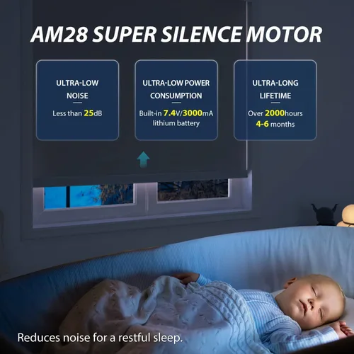 Vista 4 de ZSTARR Persianas motorizadas, persianas inteligentes opacas compatibles con batería recargable Alexa motor silencioso para hotel, sala de estar