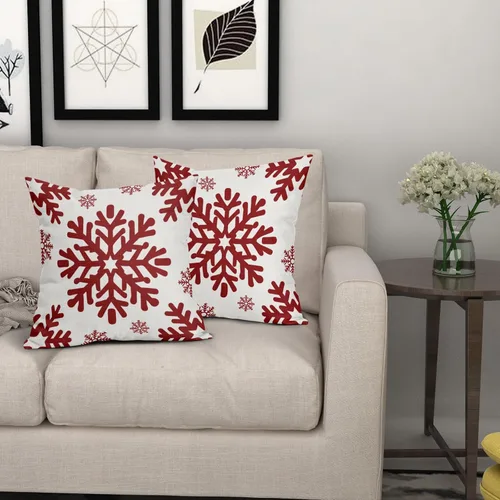 Vista 95 de Fundas de almohada decorativas de Navidad negras 40x40 cm con copos de nieve blancos de Navidad, juego de 2, temática rústica de invierno