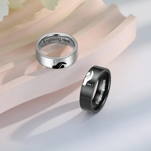 Vista 3 de Fortheday Juego de anillos personalizados a juego para él y ella, anillos de promesa personalizados para parejas, juego de anillos de compromiso
