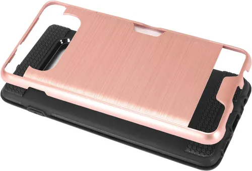Vista 2 de Compatible con Samsung Galaxy S10+, S10 Plus (6.4") SM-G975 - Funda híbrida cepillada con ranura para tarjeta de crédito - CS2 oro rosa