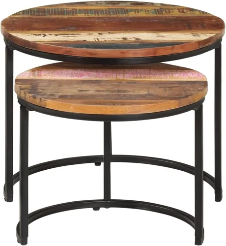 Vista 3 de Coffee Table mesa de Centro para salaNesting Tables 2 pcs Solid Reclaimed WoodSuitable for bedrooms, Living Rooms, and Dining Rooms