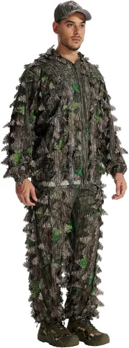 Vista 12 de LOOGU Traje de caza Ghillie, traje de camuflaje frondoso 3D, accesorios militares y de tiro, ropa de equipo táctico