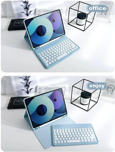 Vista 3 de Funda para teclado con combo de ratón para Galaxy Tab S6 Lite de 10.4 pulgadas 2024/2022/2020, teclas redondas, teclado magnético desmontable, funda