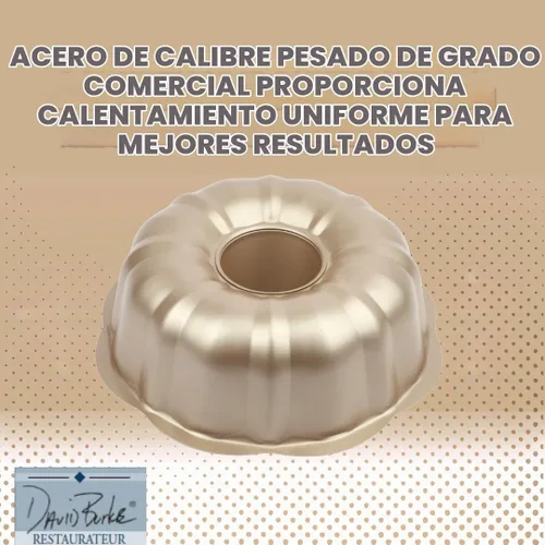 Vista 5 de David Burke Molde para hornear estriado de 9" - Molde para pasteles Bundt de acero al carbono - Bronce