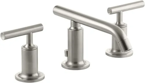 Vista 26 de KOHLER K-14408-4-AF Purist - Grifo para lavabo de baño, 3 agujeros, manijas de palanca alta generalizadas y boquilla de cuello de cisne alto, 1.2