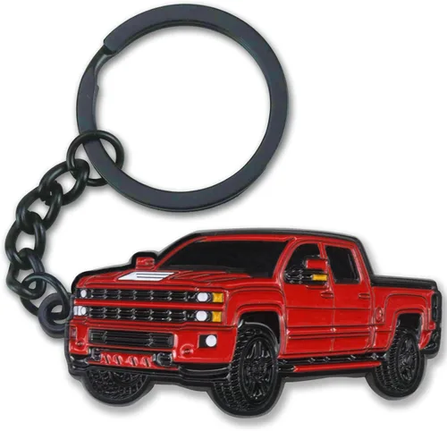 Vista 8 de Llavero para Chevy Silverado, para Chevy Silverado Accesorios Camión de juguete 2015-2022, llavero de metal Negro puro